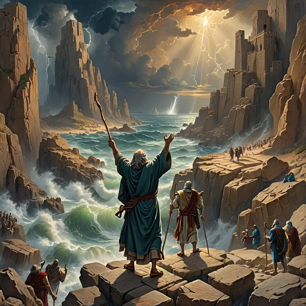 Moses Parting the Red Sea: Epic Matte Painting