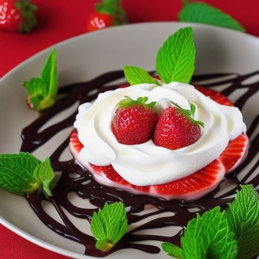 Strawberry Dessert Still Life in Abstract Style