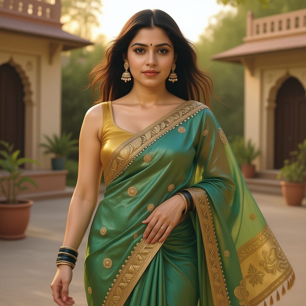 Beautiful Woman in a Gorgeous Silk Saree