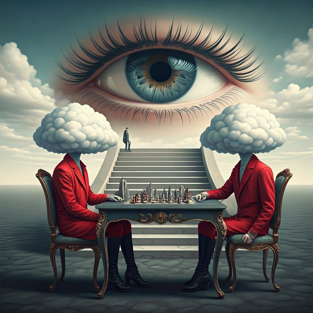 Androgynous Beings Play Chess in a Dreamlike Neoclassical Se...