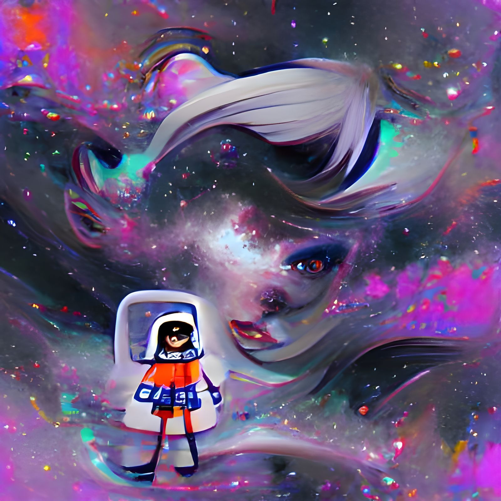 Space Girl Portrait in Futuristic Style