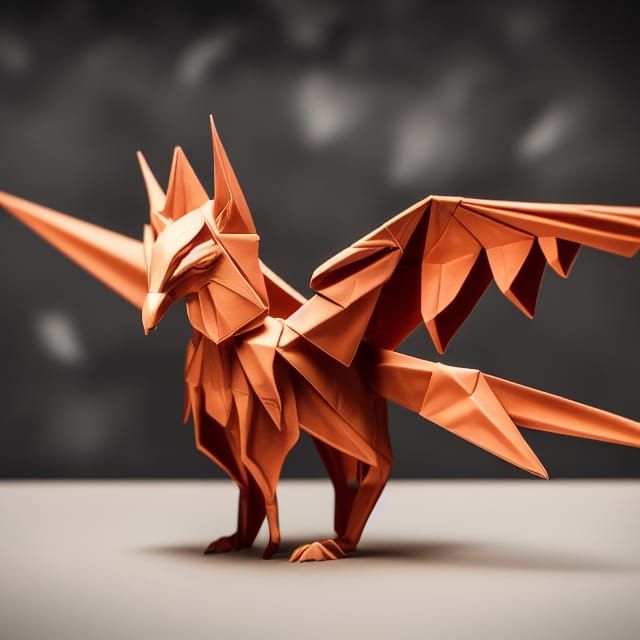 Majestic Origami Griffin Digital Art in 8K