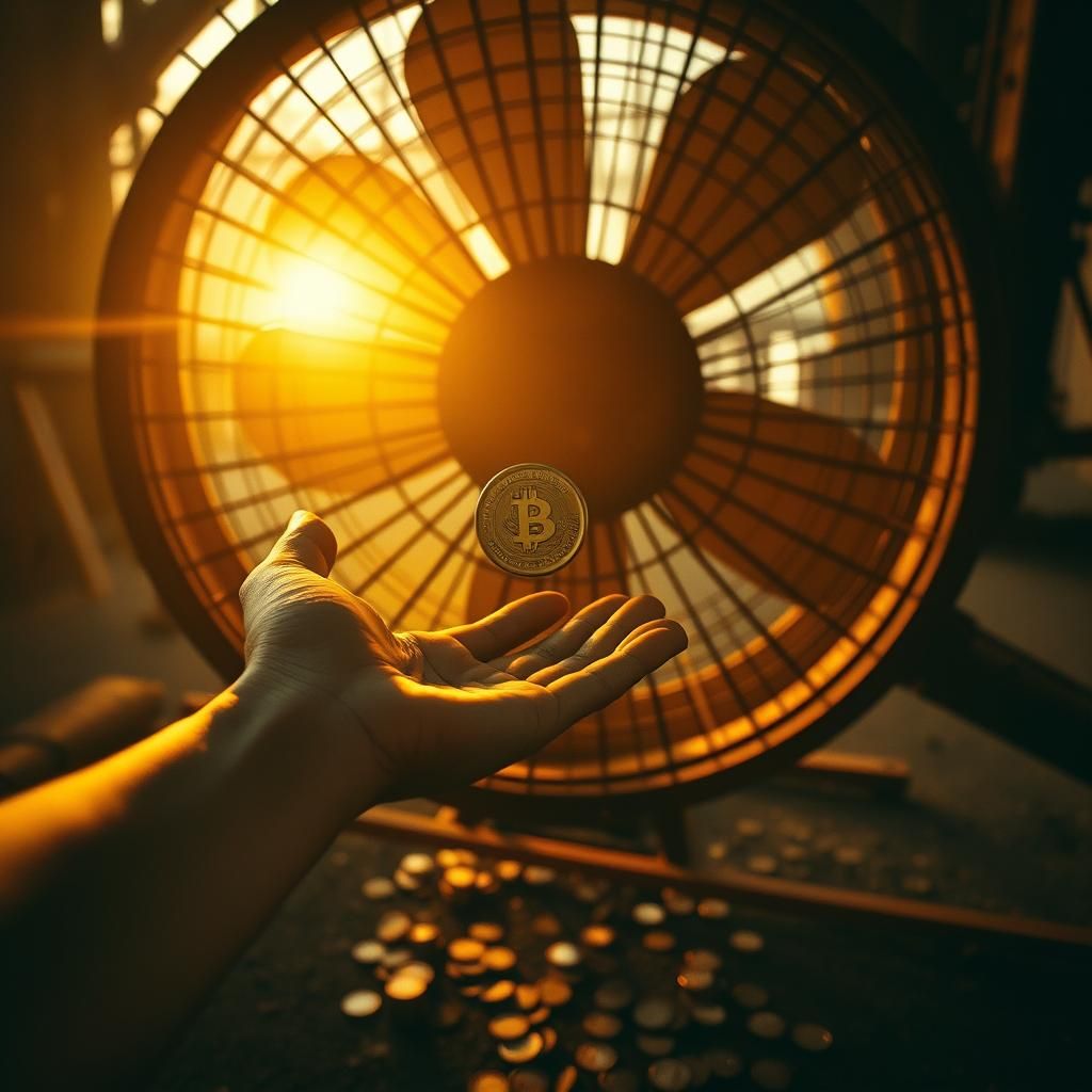 Golden Hour: Coin Stuck in Industrial Fan