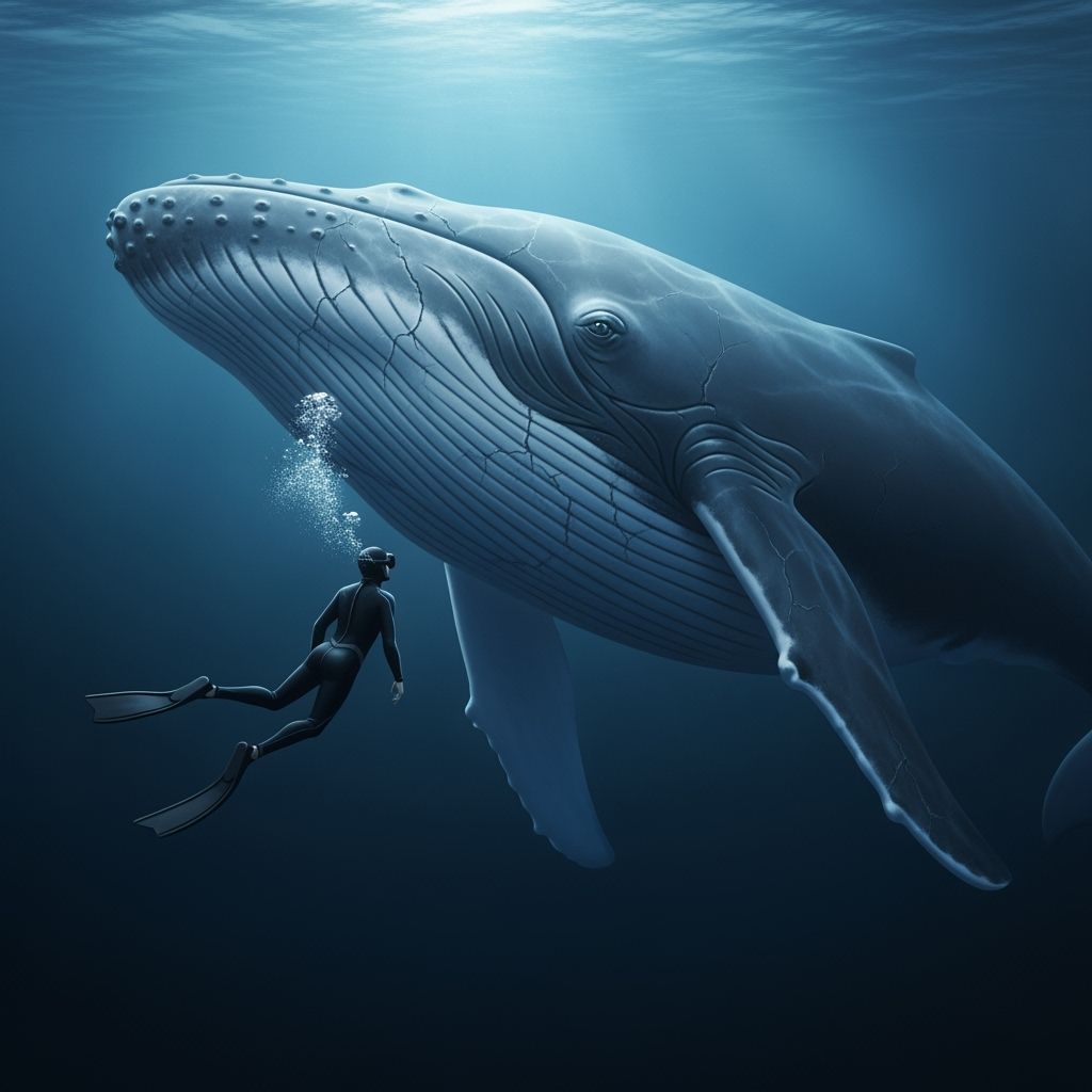 Diver and Whale Encounter in Ocean Depths