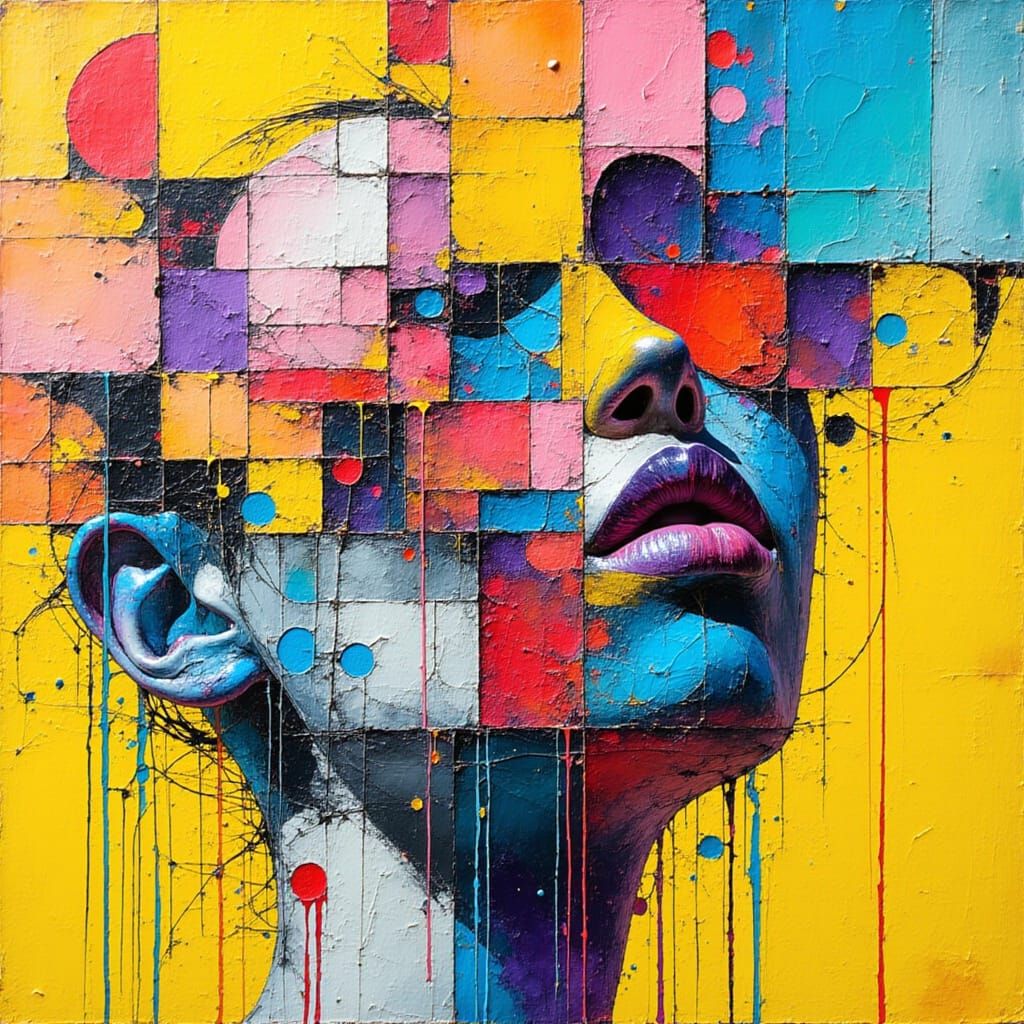 Geometric Dadaism with Airbrush and Pastel Colors