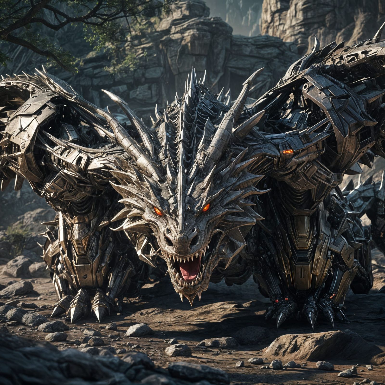 Futuristic Dragon Car Hybrid Render in Sci-Fi Style