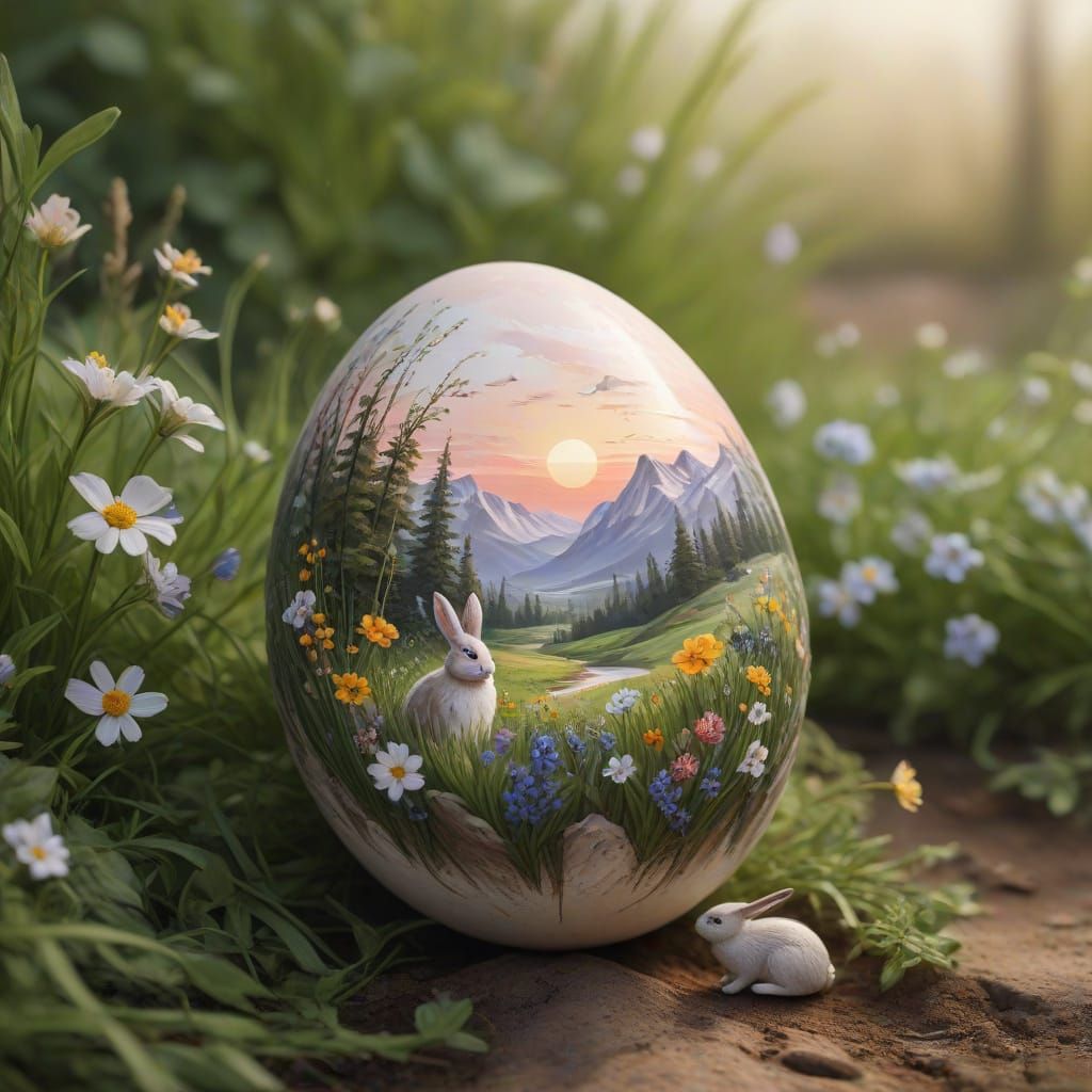 Hand-Painted Easter Egg Reveals Whimsical Spring Meadow