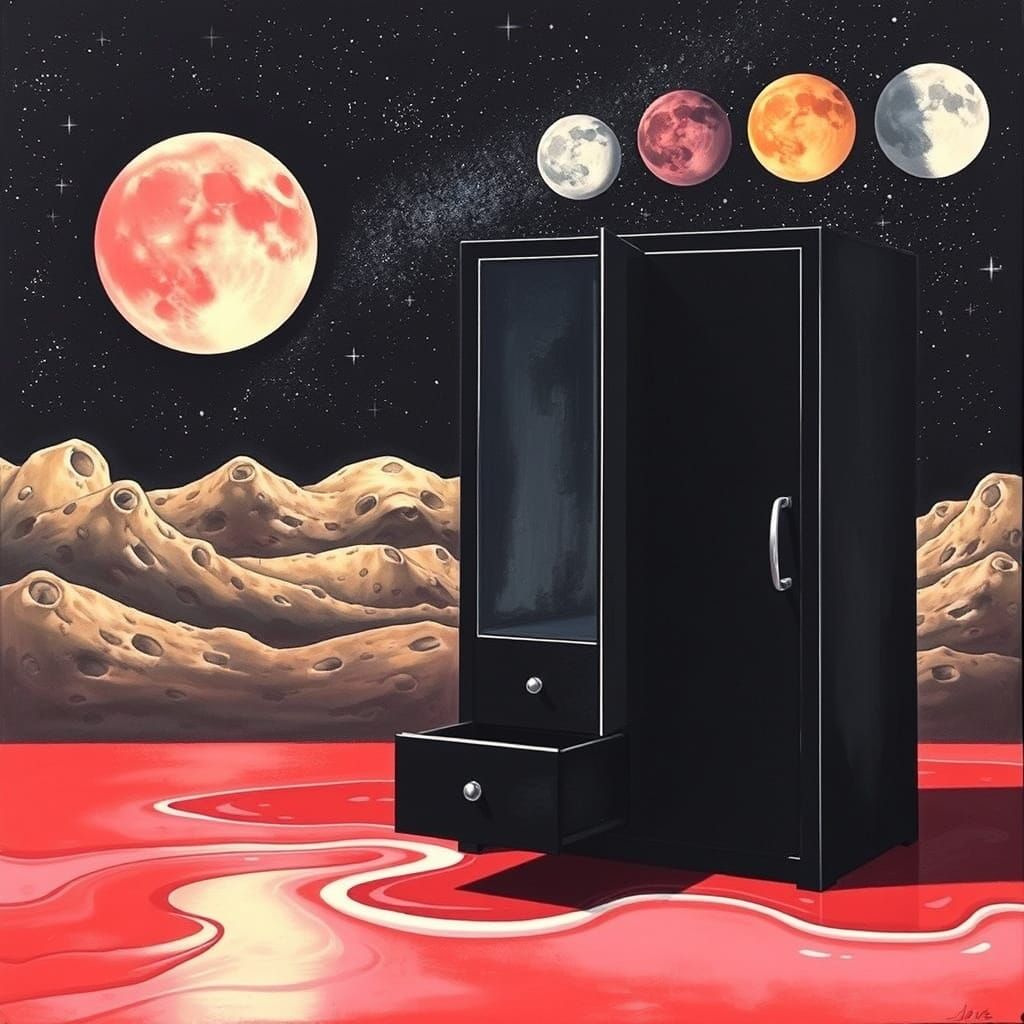 Surreal Dream Cabinet Unfolds in Black and White