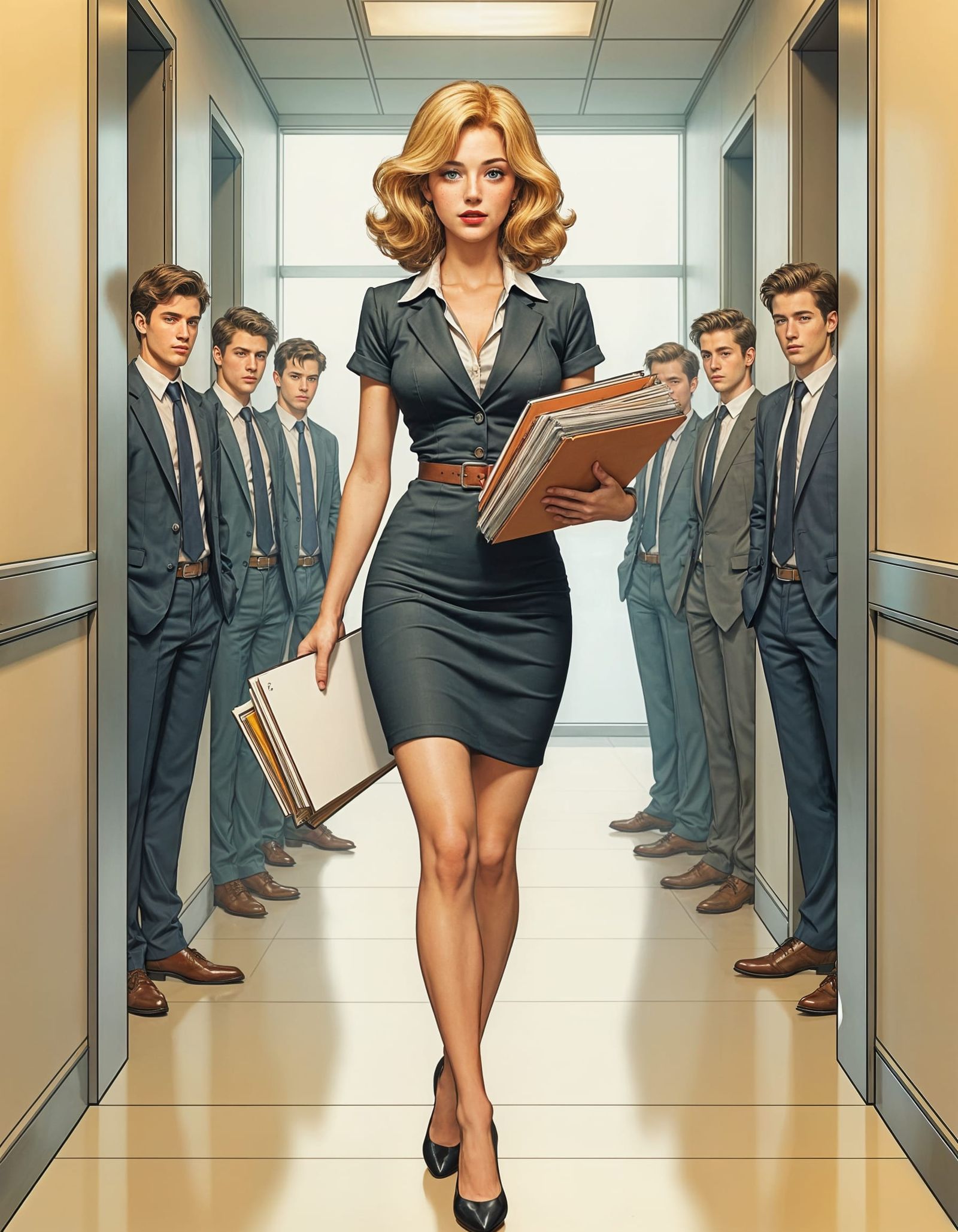 Corporate Blond Woman in Modern Illustration Style