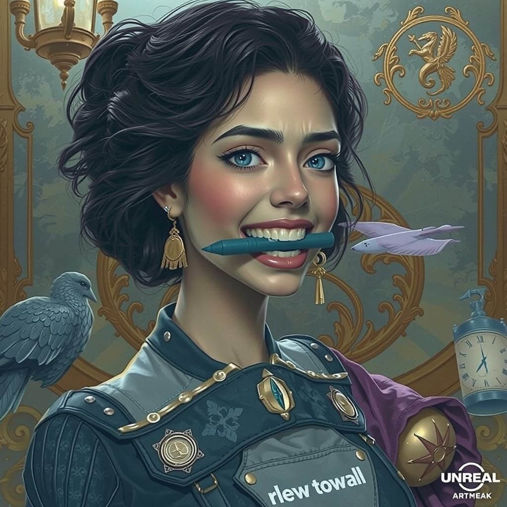 Woman Struggling to Speak with Marker Trapped Between Teeth ...