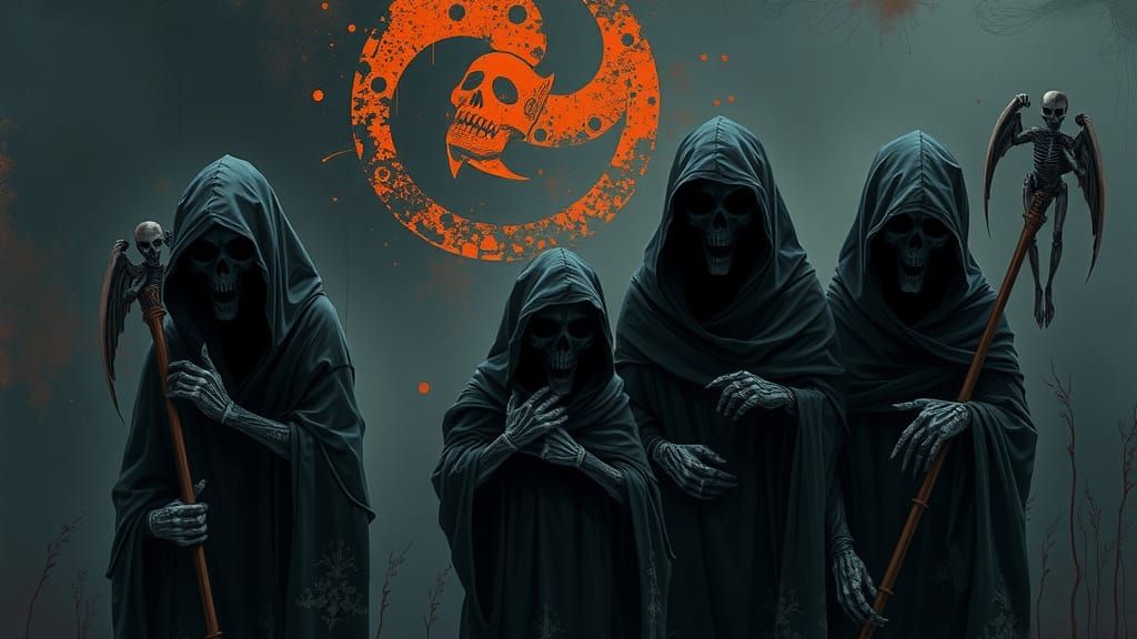 Faceless Reapers in Moody, Futuristic Portrait