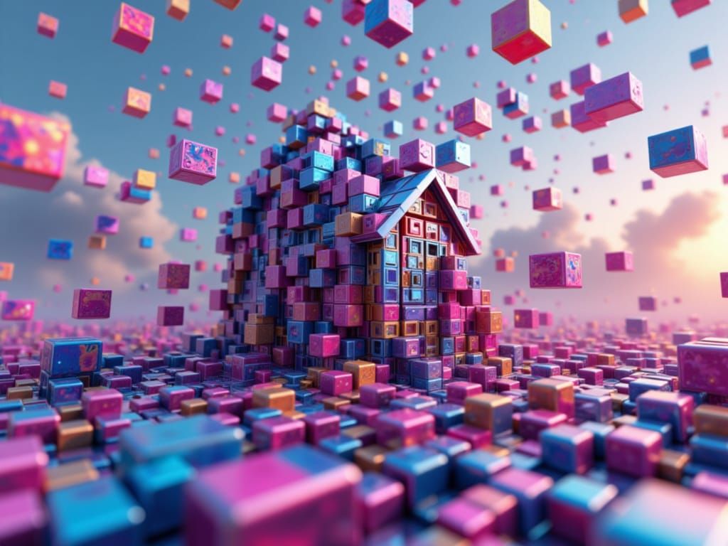 Nanopunk Tetris Blocks Build Futuristic House