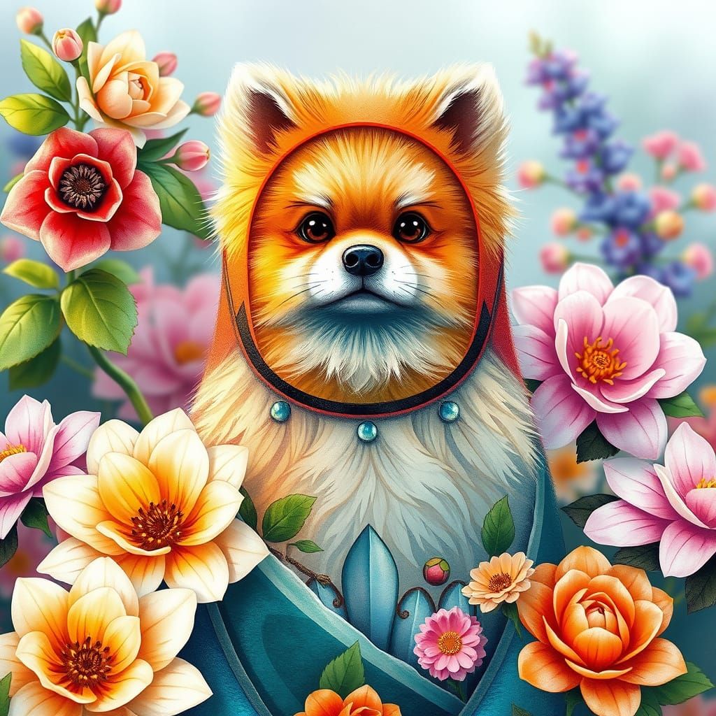 flower Matryoshka-Pomeranian Puppy