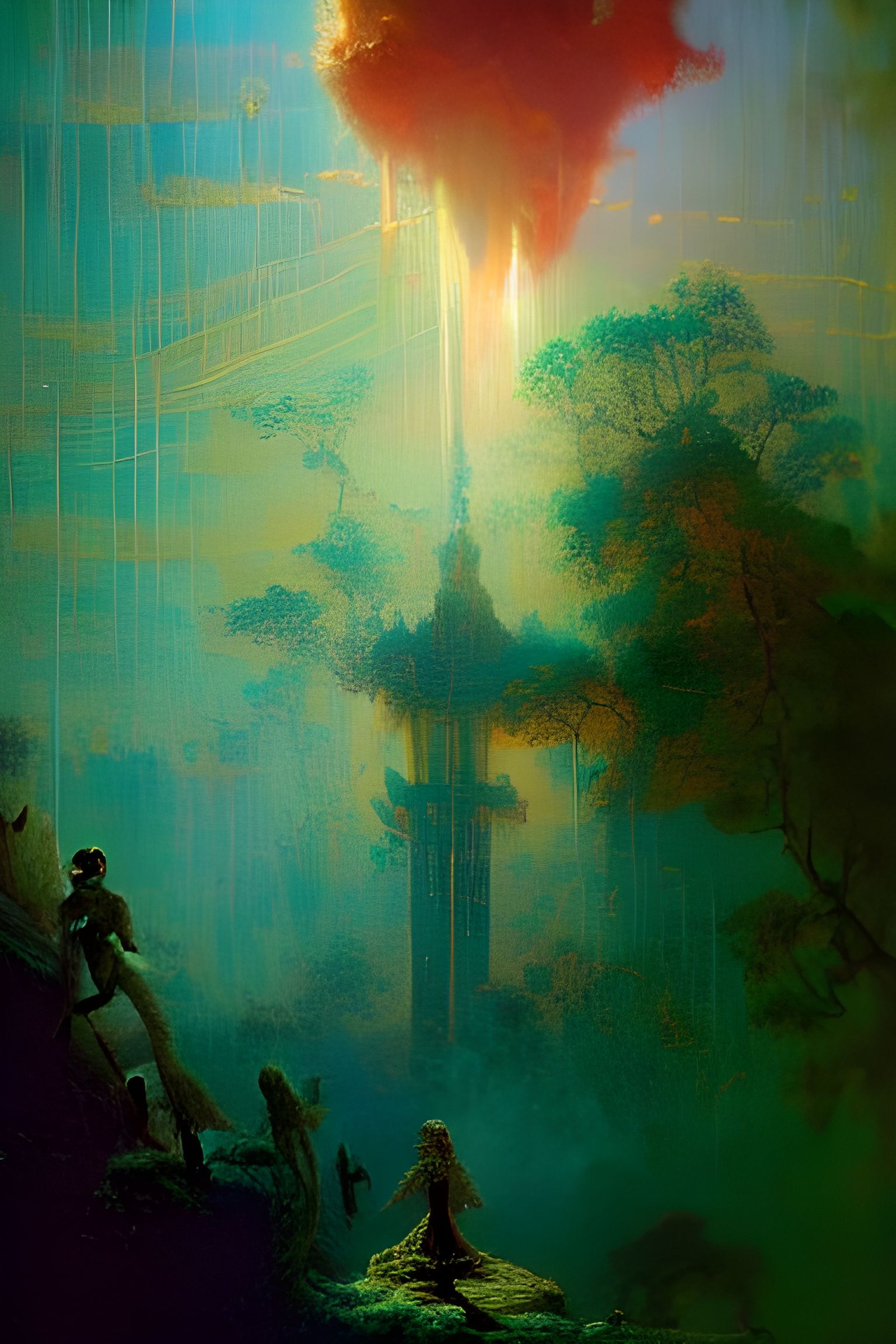 Haunted Futuristic Masquerade Star in Oil Painting Style