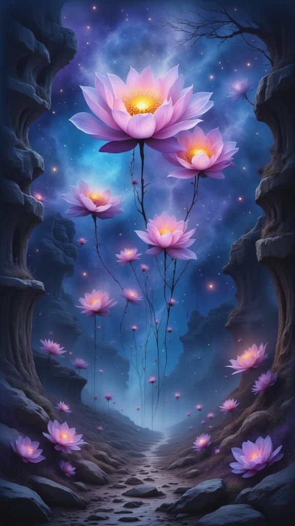 Magical Luminous Flowers Overflowing with Arcane Energy