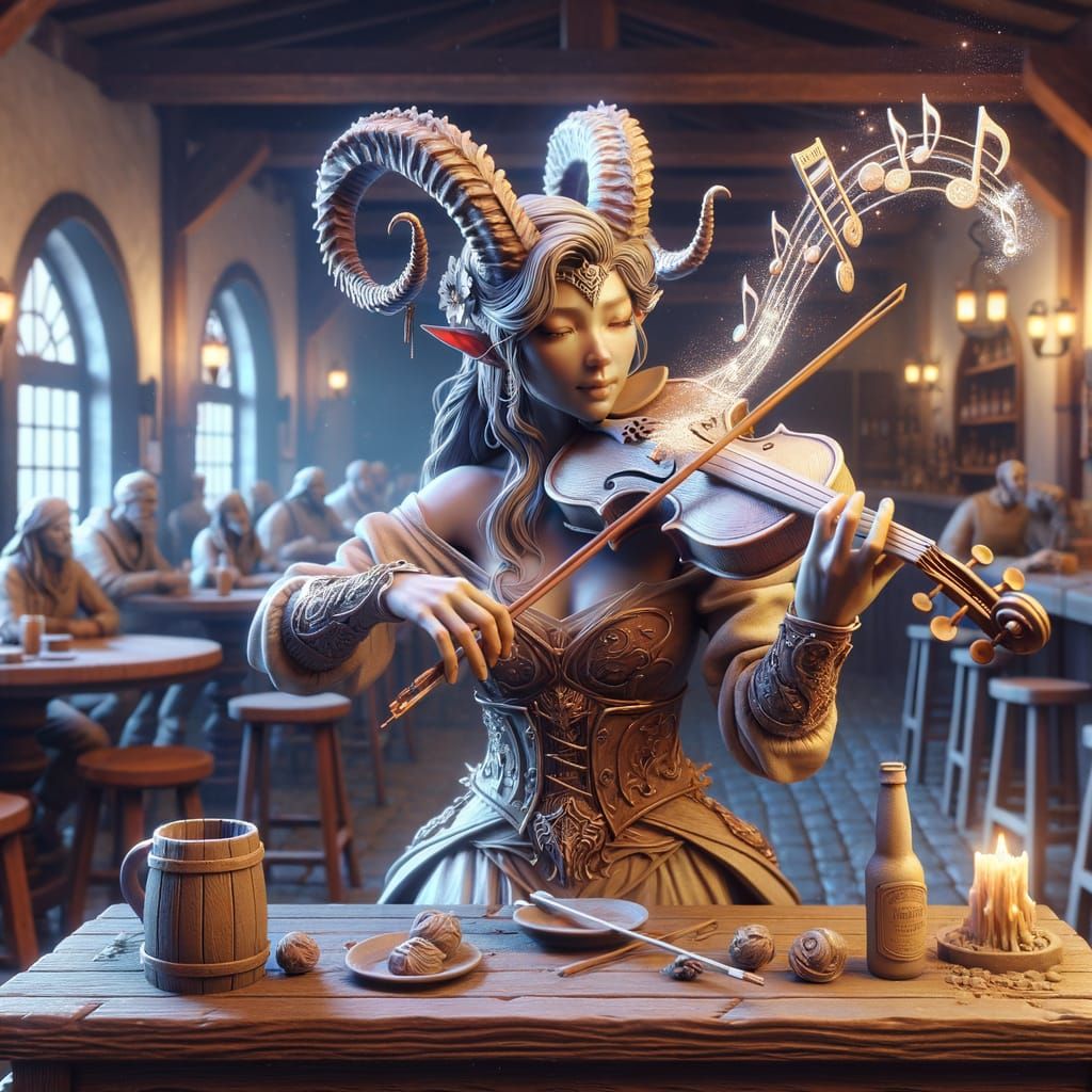 Tiefling Bard's Enchanting Tavern Performance