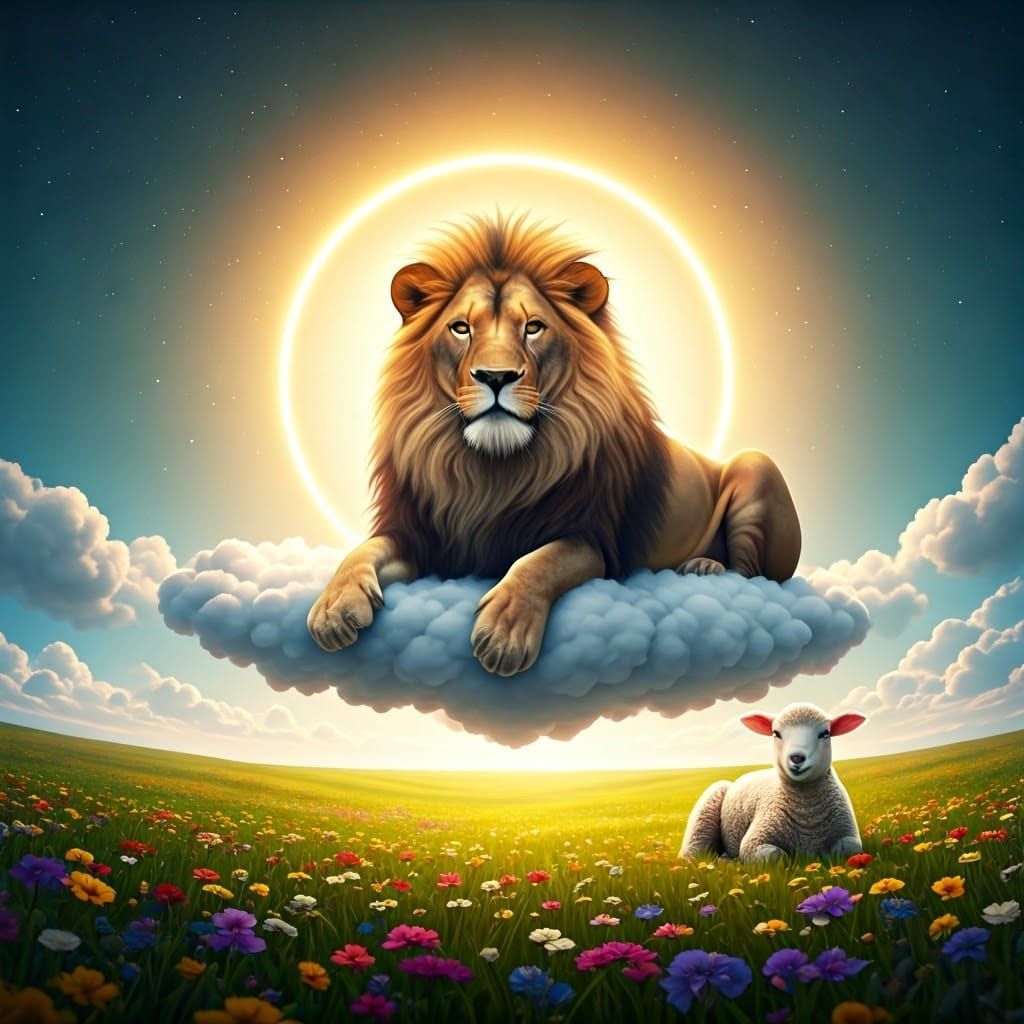 Lion in Heaven and Lamb on Earth: Fantasy Art
