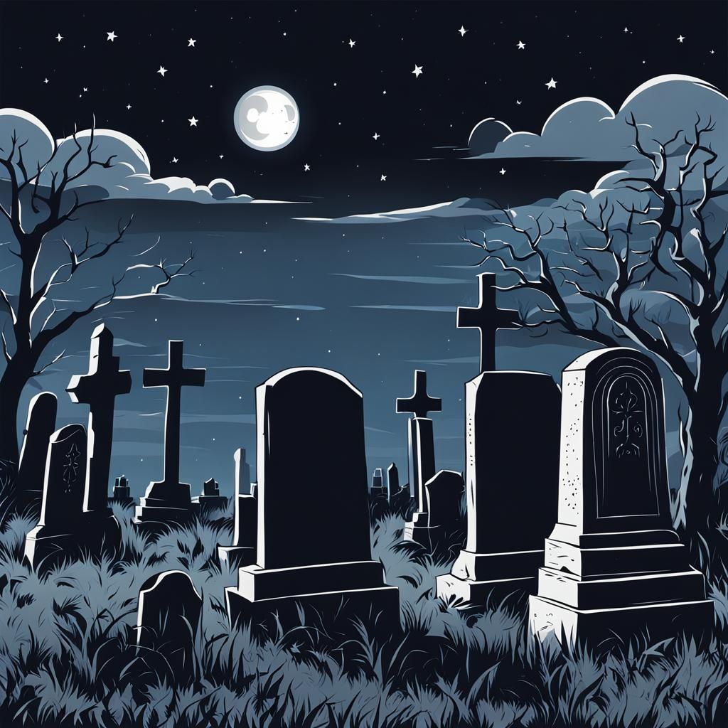 Tombstones against the sky