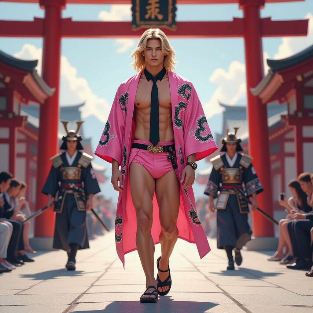 Kimono Dragon Runway: Hyperrealistic Concept Art