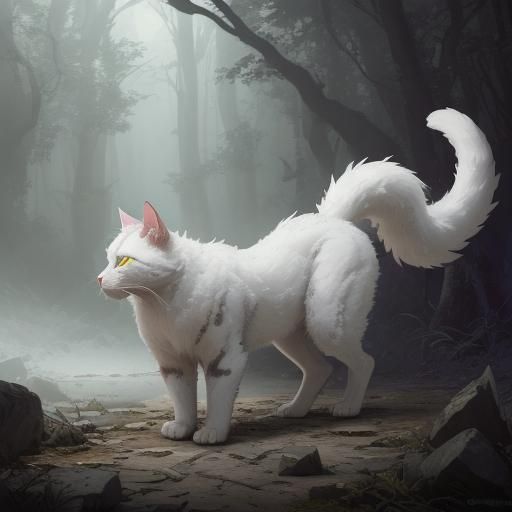 Feral Cat Reference Sheet in Dark Fantasy Style