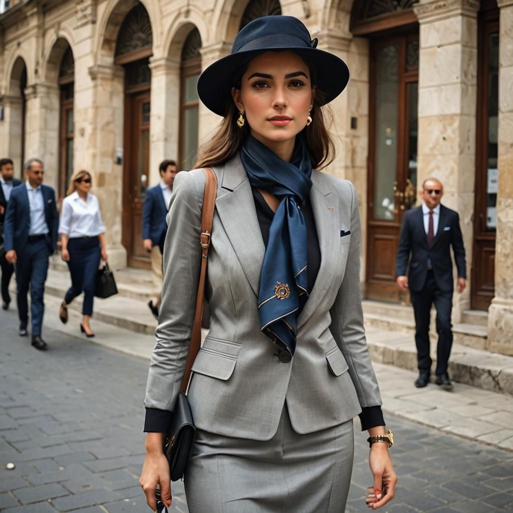 Elegant Turkish Woman in Preppy Business Attire