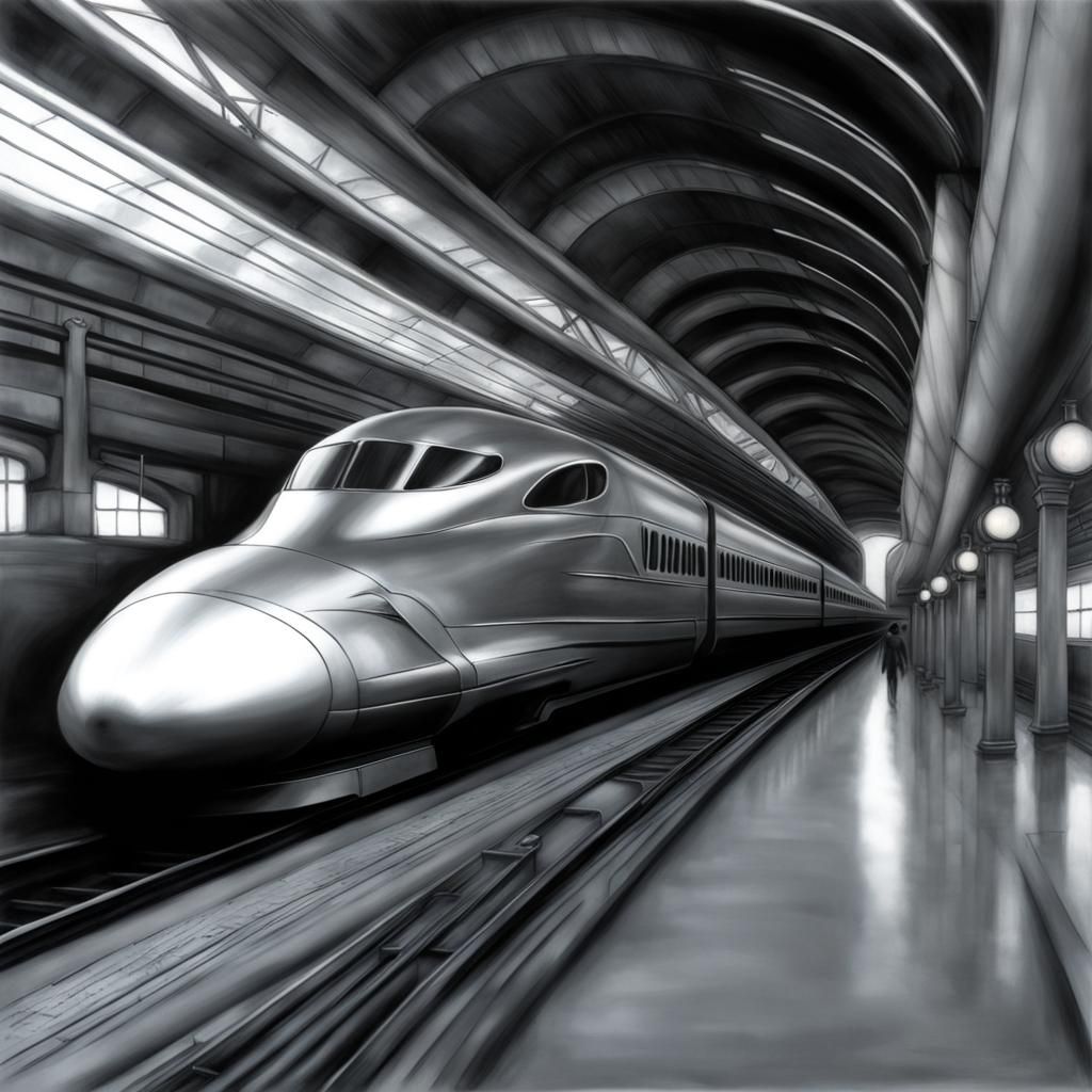 Biomechanical Bullet Train in Hyperrealism Style