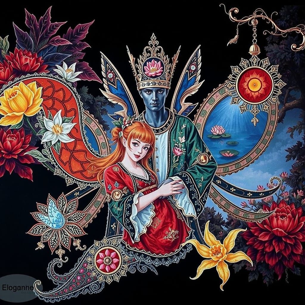 Embrace in Floral Attire: Lace and Lotus