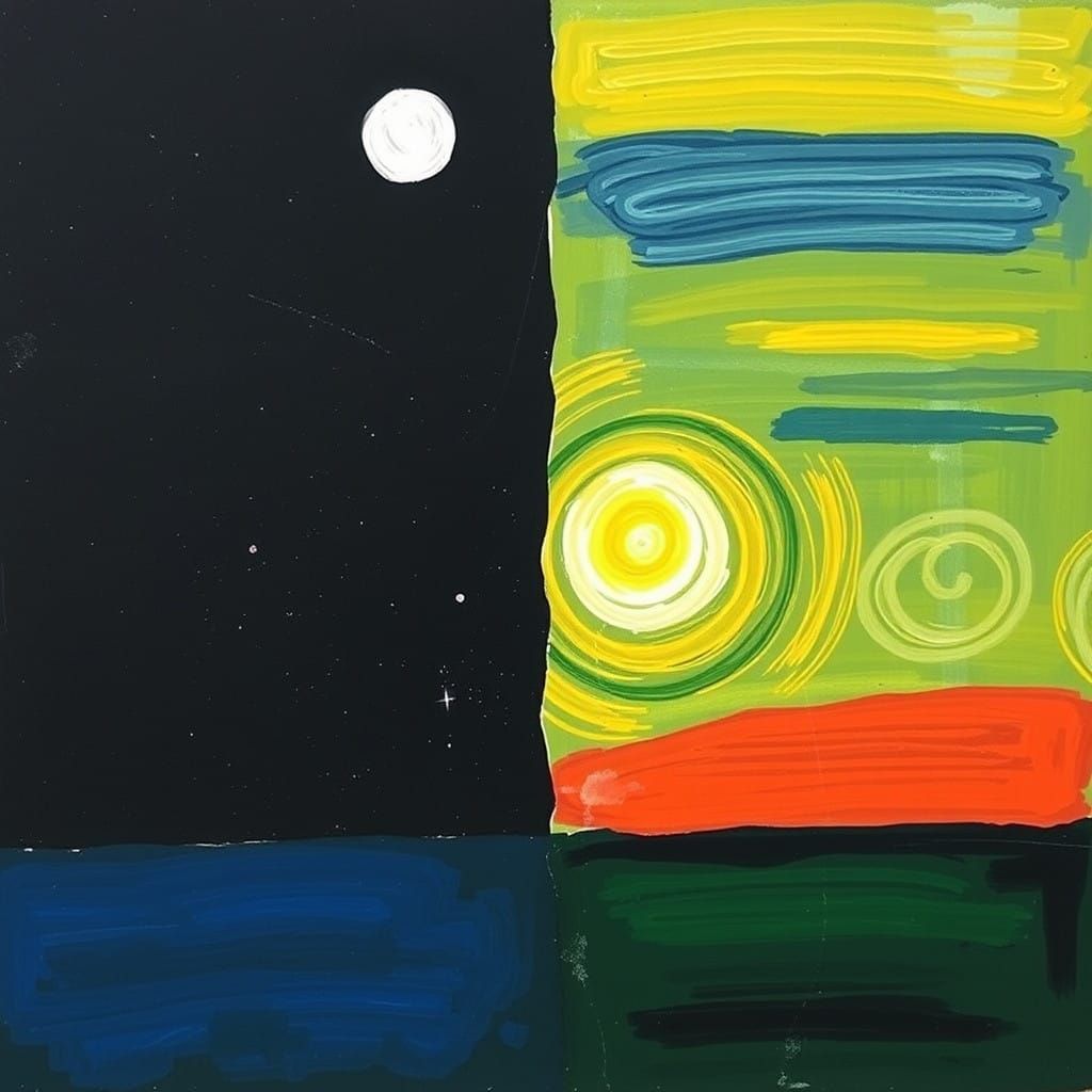 Kandinsky-Inspired Divide Between Day and Night