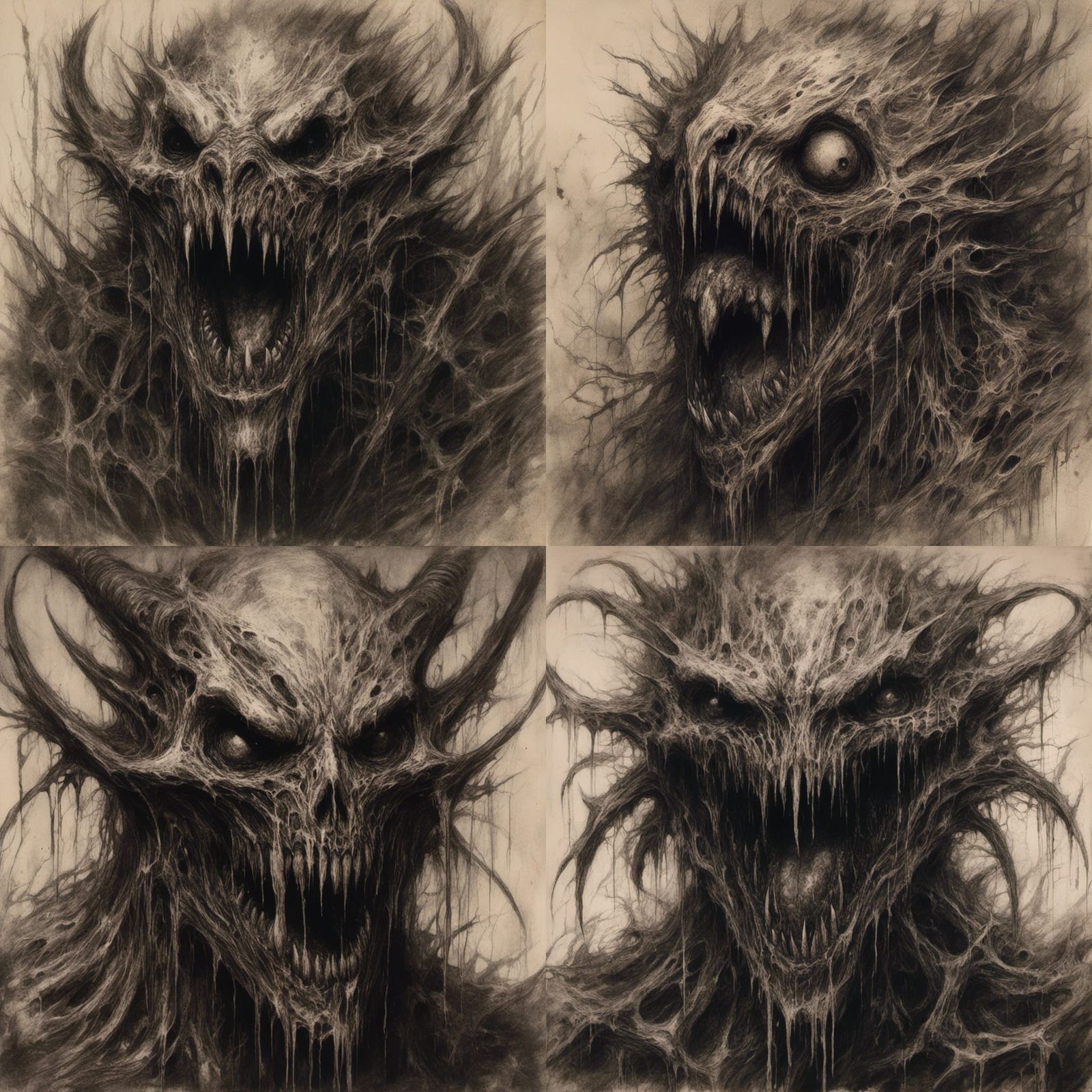 Macabre Demonic Monster in Charcoal Style