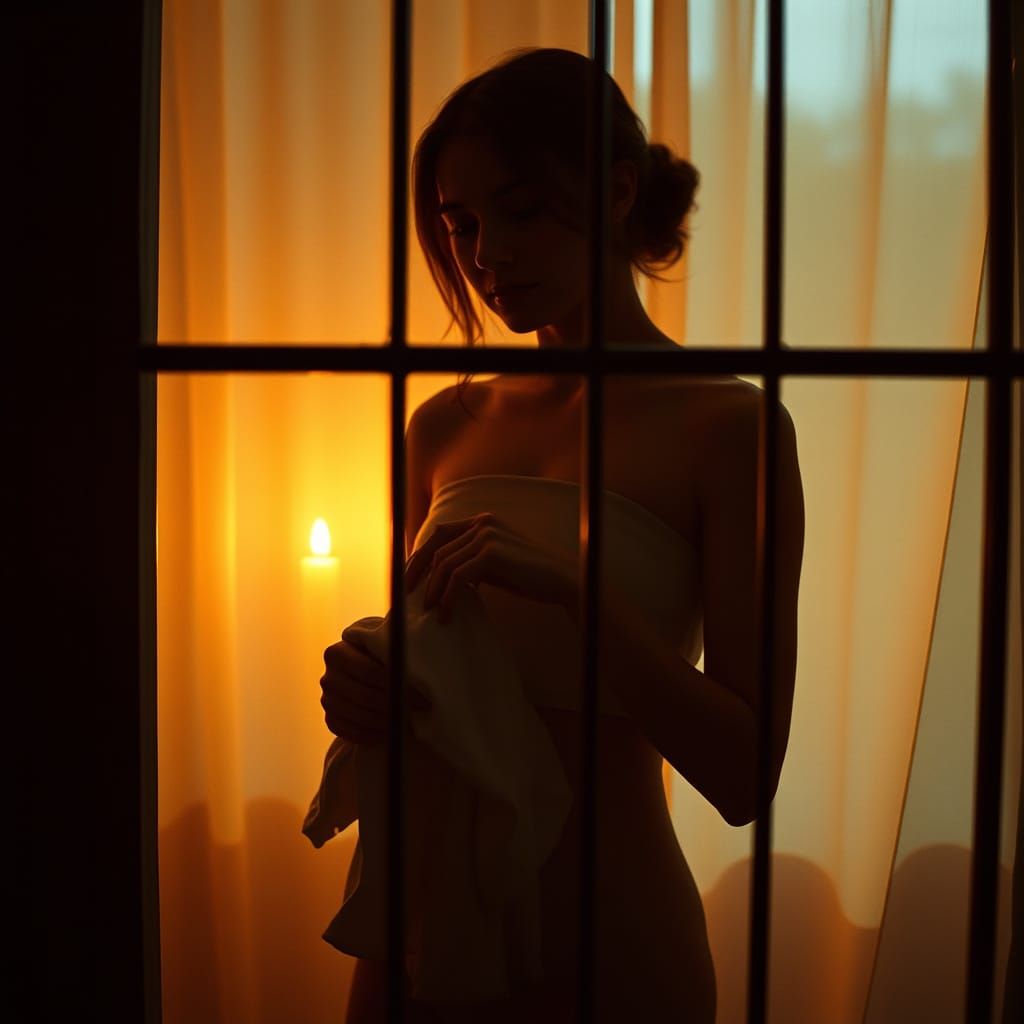 Cinematic Silhouette of Woman with Clothes