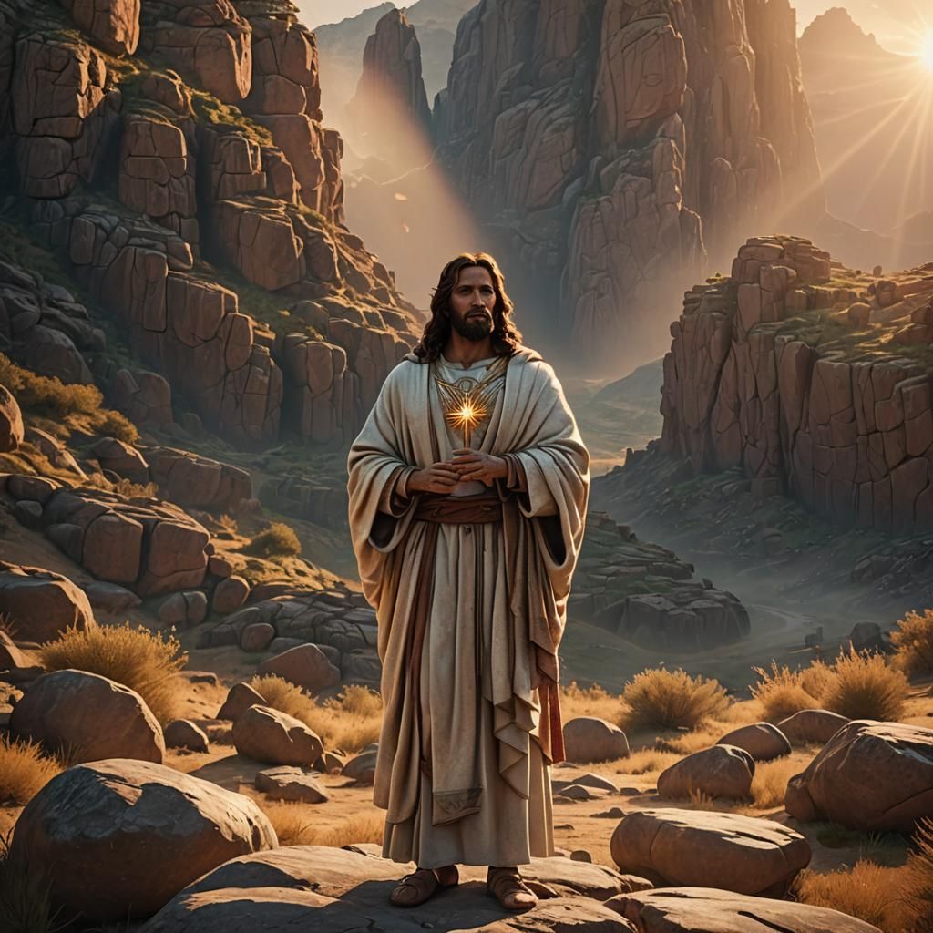 Jesus Christ in Biblical Landscape, 3D Rendered