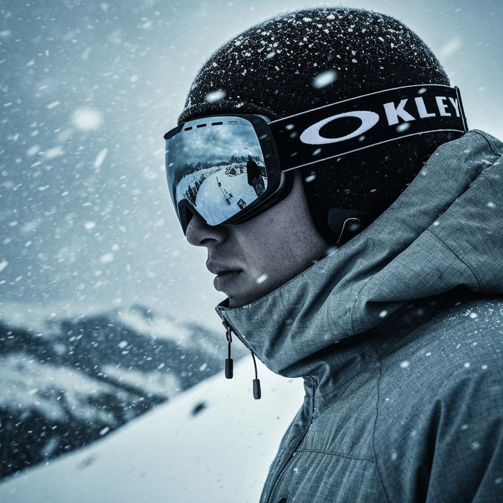 Skier in Extreme Alpine Blizzard, Realistic Cinematic Portra...