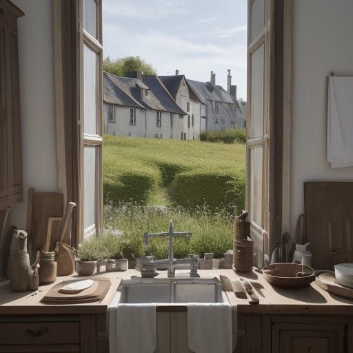 Surrealistic Artisan at Work in a Sunlit Atelier