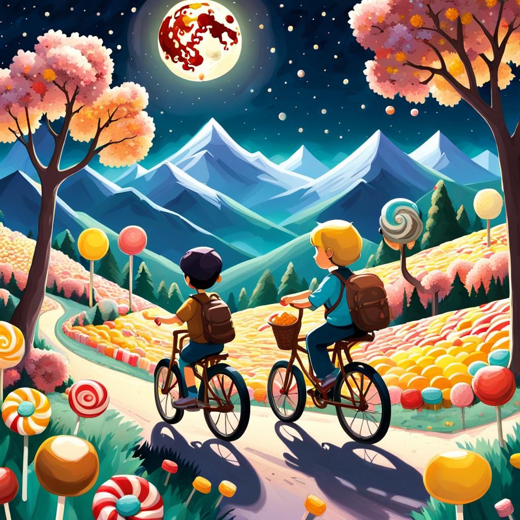 Candy Valley Cycle Ride: Expressionist Oil Painting