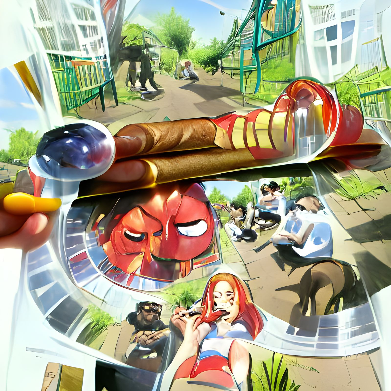 Marvel Comics Style Carousel in Blazing Sun