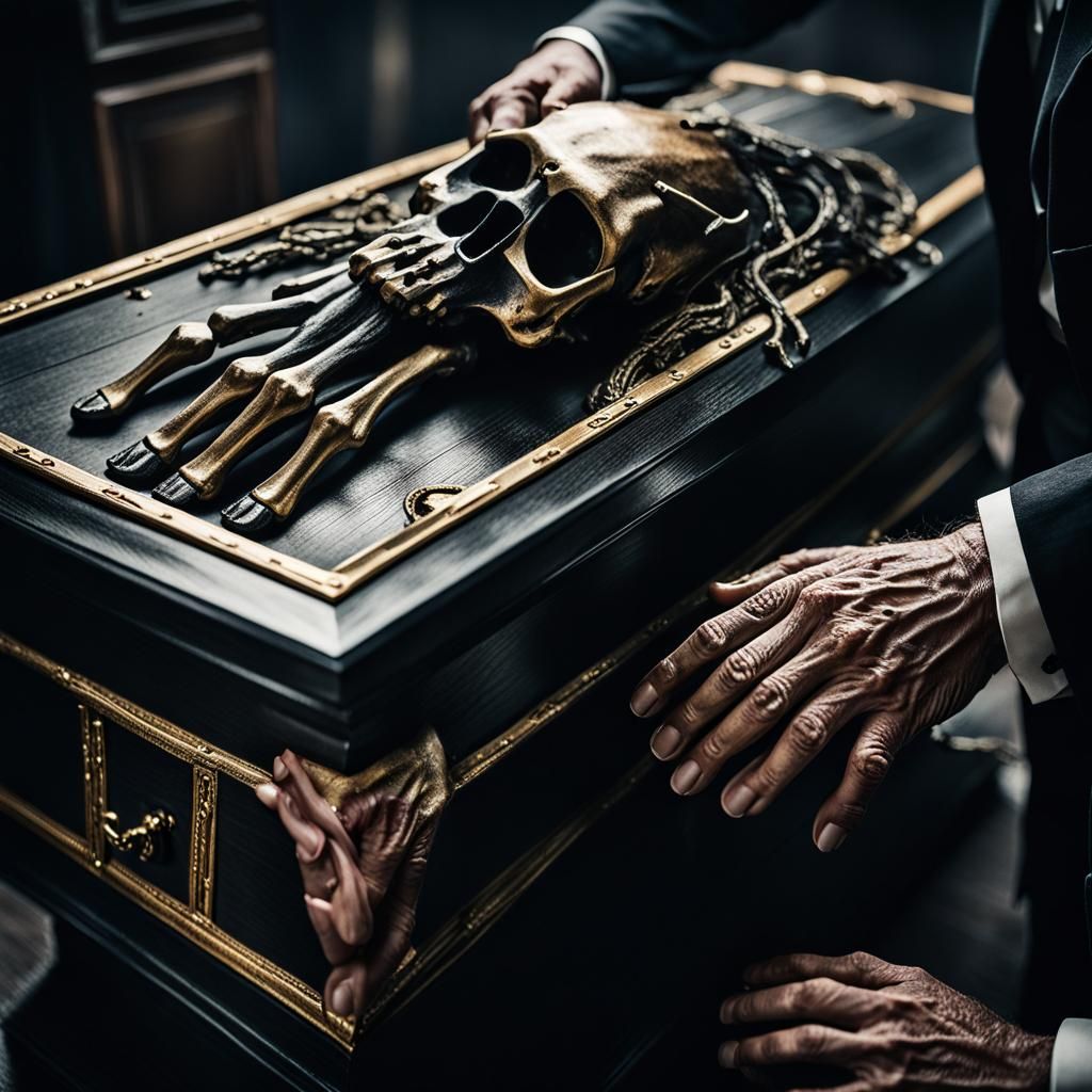 Eerie Horse-Drawn Casket with Trapped Ghost