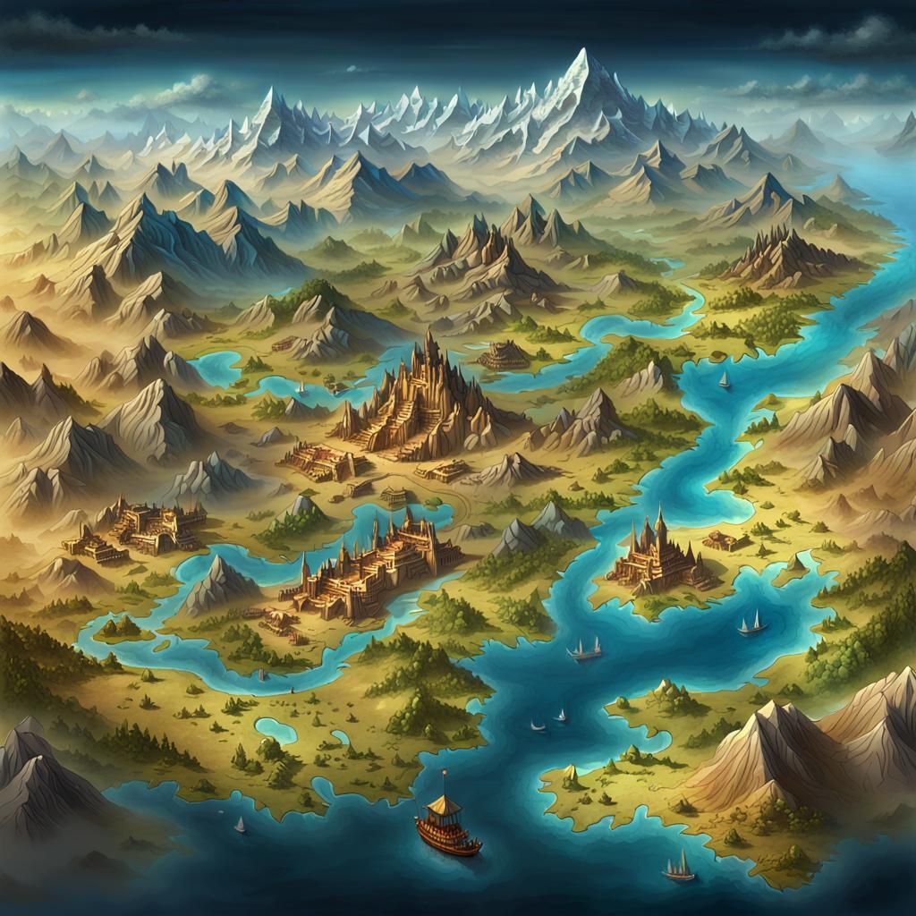 Fantasy Map of Kherran: Middle Eastern-Inspired Lands