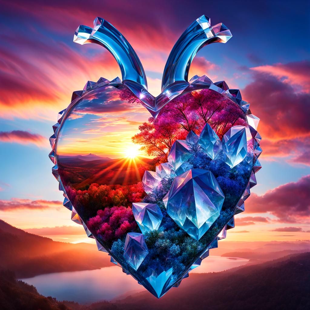 Crystalline Heart Reveals Beautiful Sunset