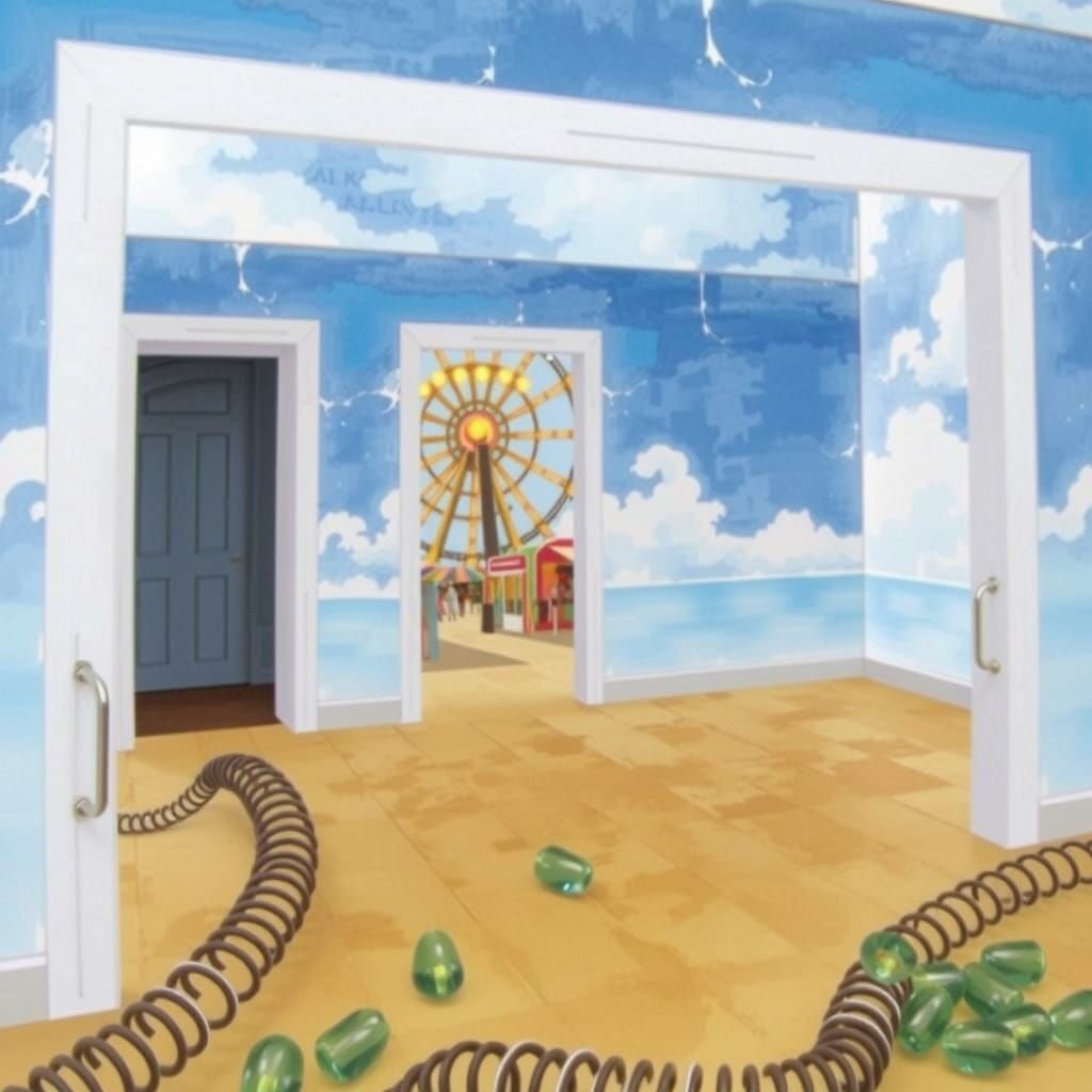 Great Yarmouth Seafront in Cyan Watercolour Style