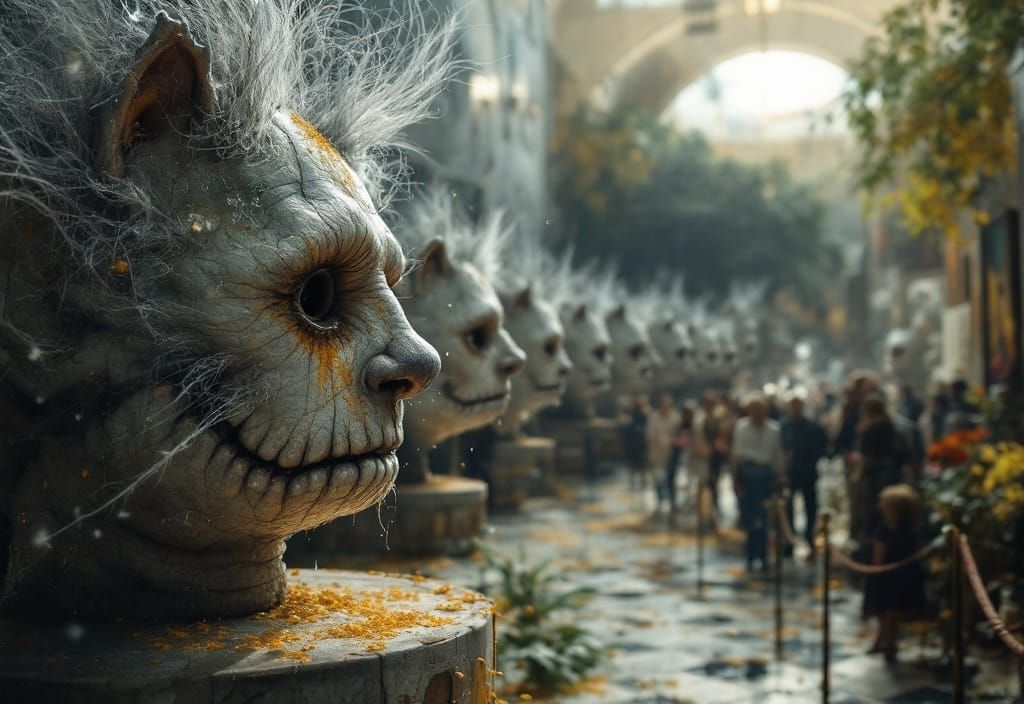 Guernica Characters Alive in Museum, Hyperrealistic Photo