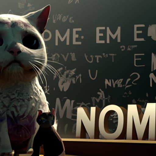 Cute Cat with "nomeme" in Dark Fantasy Style