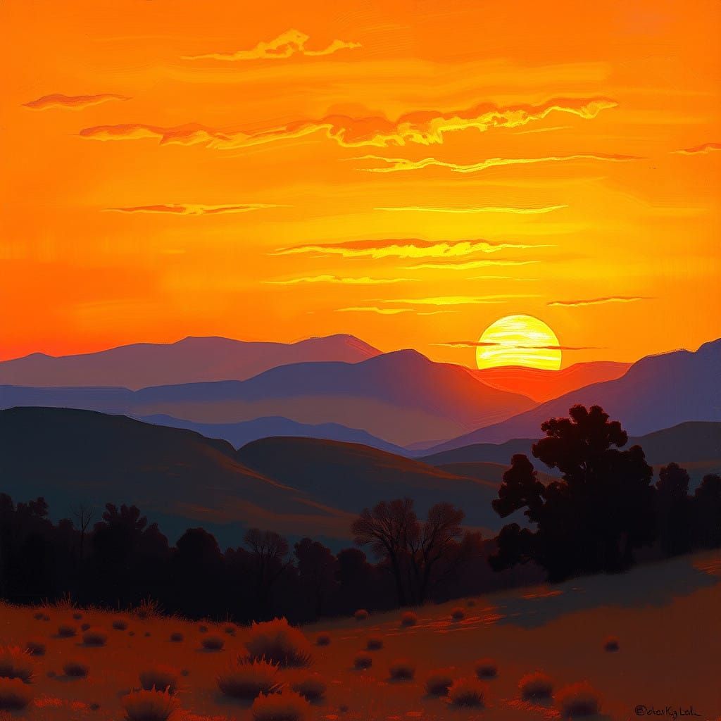 Sunset in a Romanticized American West Aesthetic