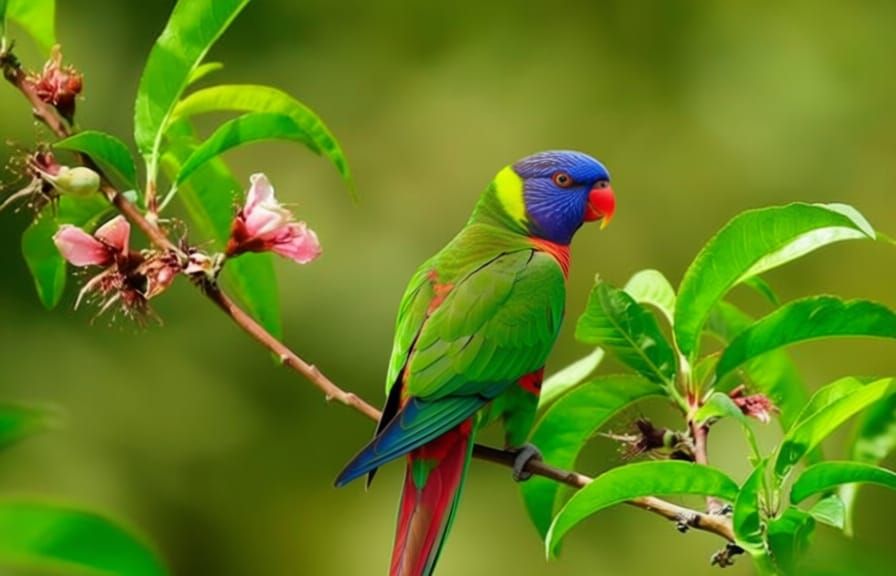 Vibrant Parrot Perched on a Tree Branch