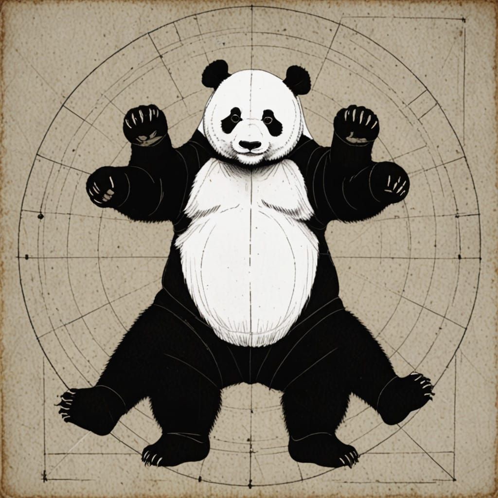Panda Embodies Perfect Proportion in Renaissance-Inspired Ar...