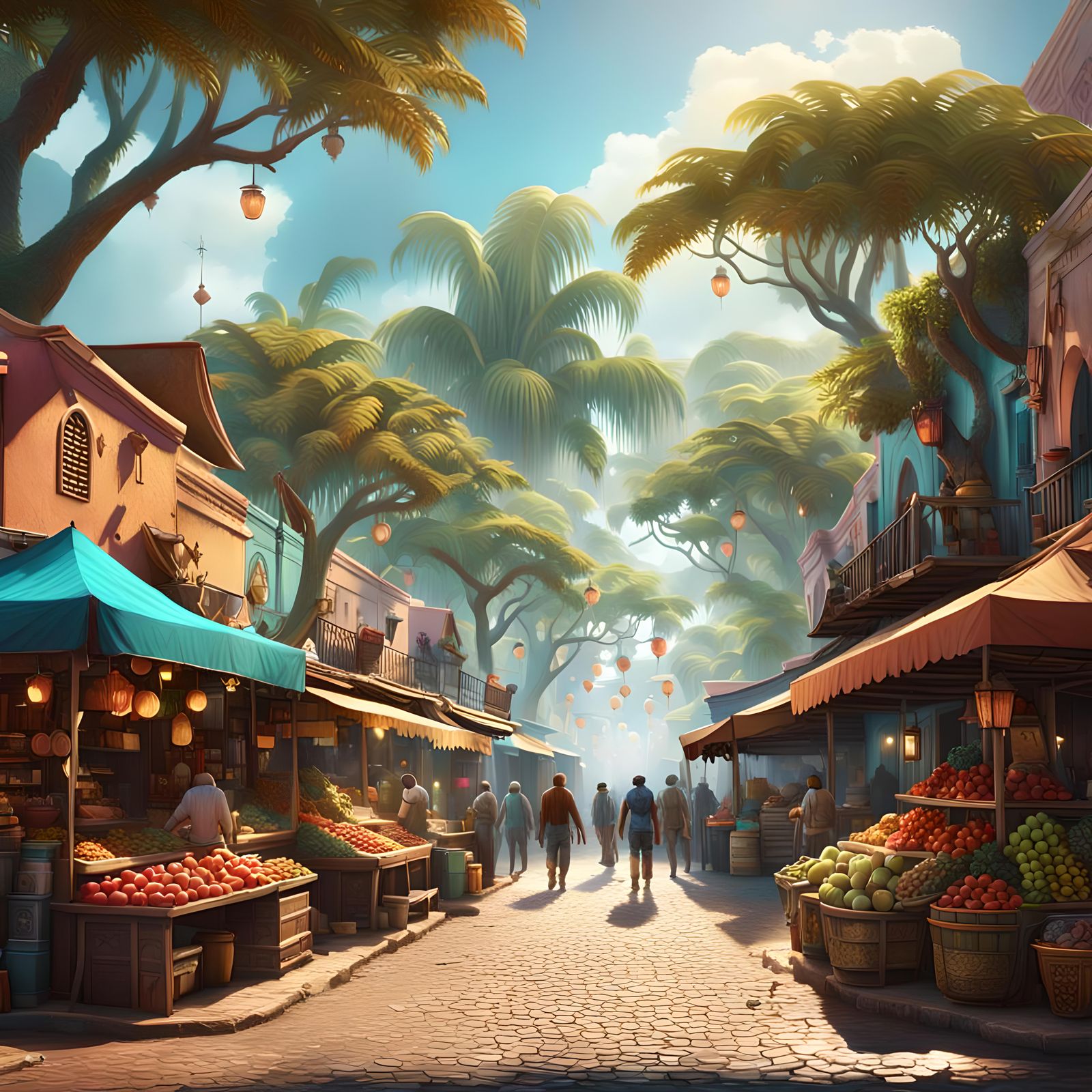 Detailed Matte Painting of Rincon Town, Bonaire