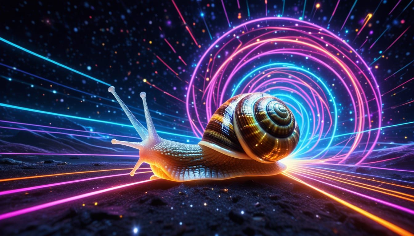 Psychedelic Laser Snail on Cosmic Meteor