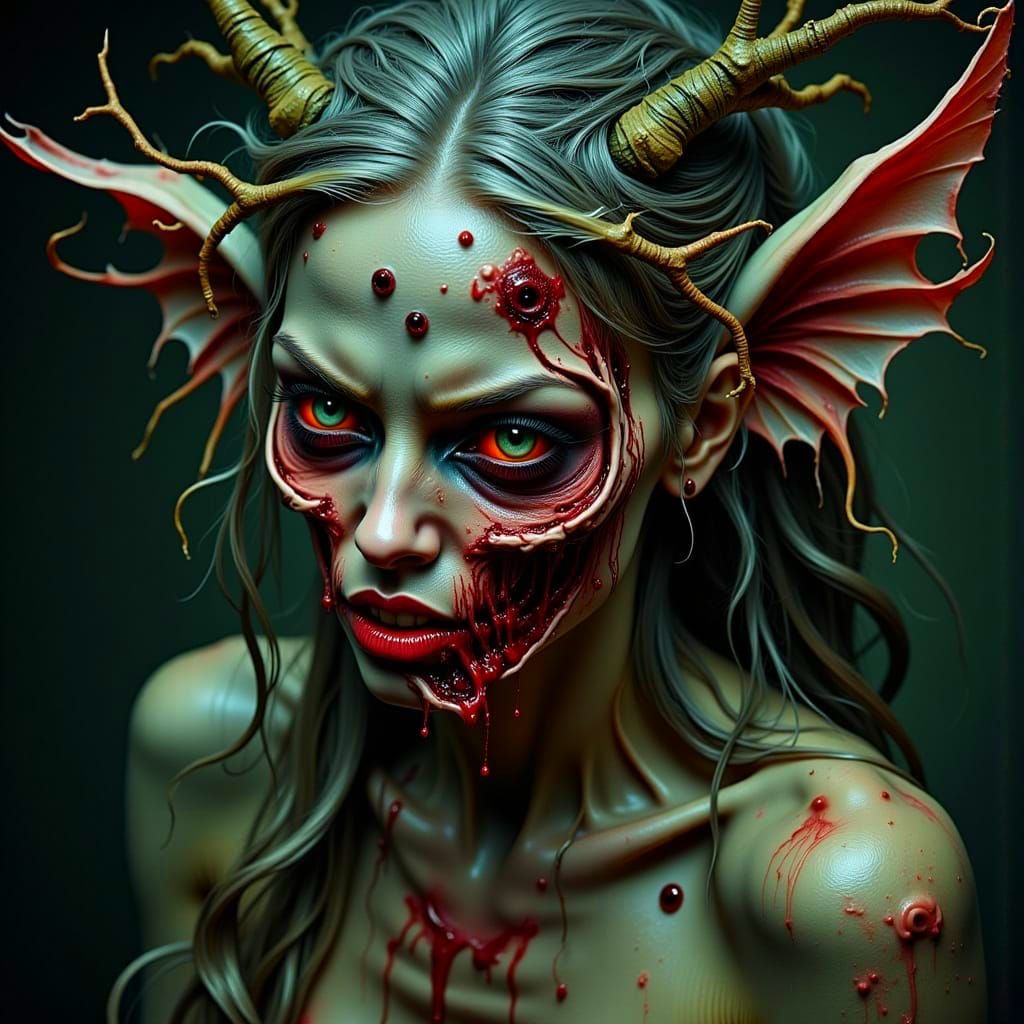 Twisted Pixie in Dark Glitch Art