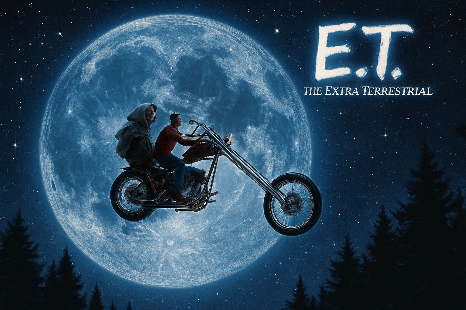 Chopper Motorcycle Under a Hyper-Detailed Night Sky