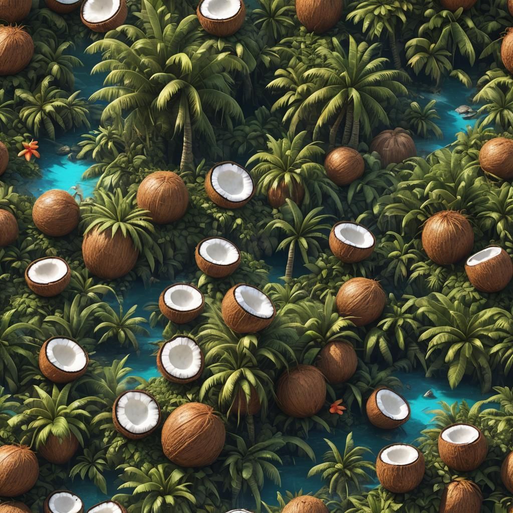 Detailed Matte Painting of a Coconut