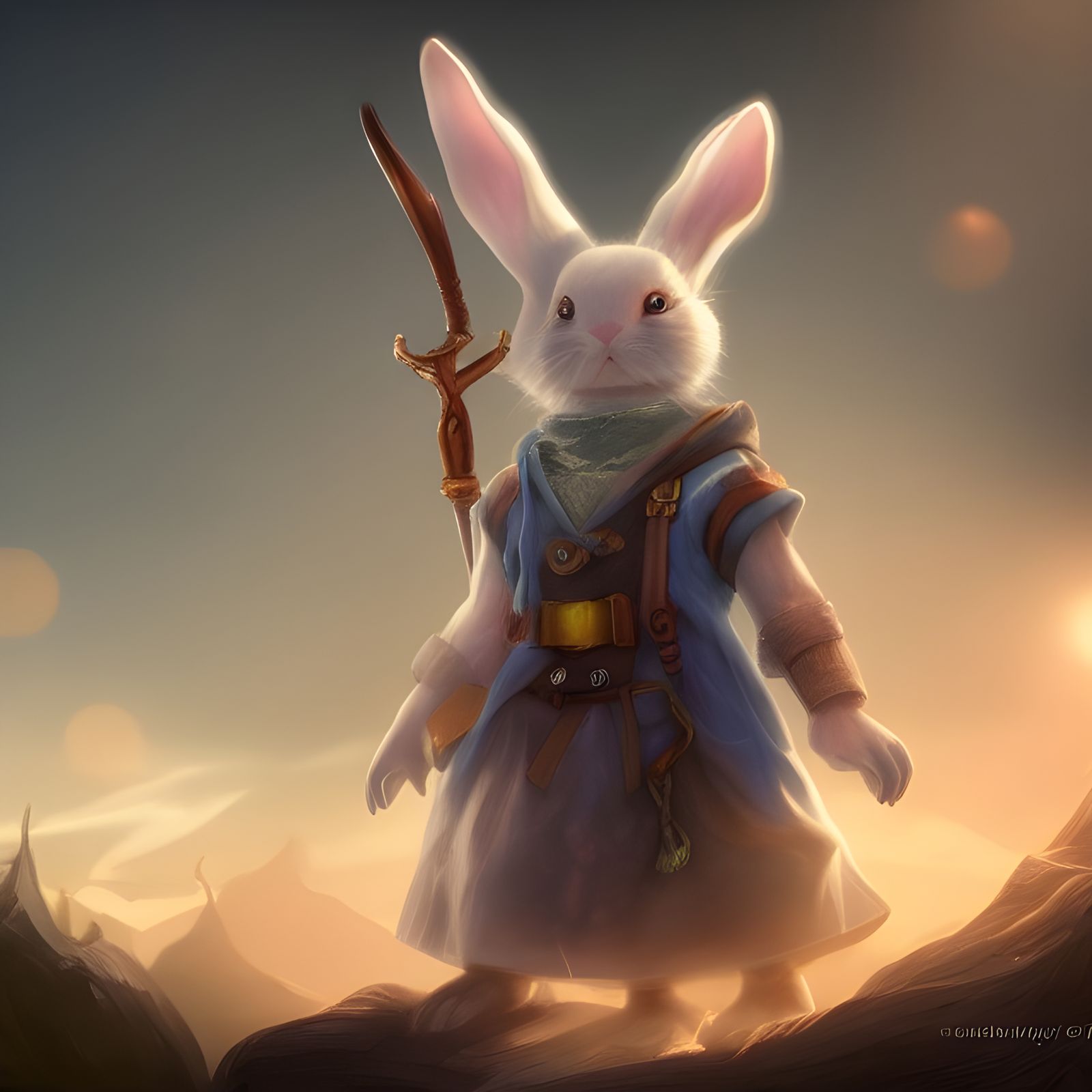 Fantasy Bunny Wizard in Digital Art Style